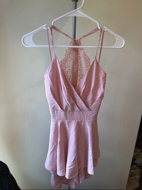 Windsor Pink Lace-Back Romper